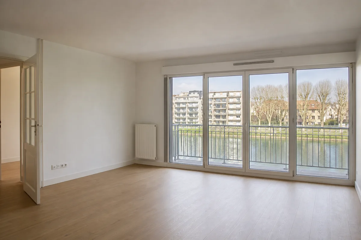 Salon vide d&rsquo;un appartement lors d&rsquo;un état des lieux
