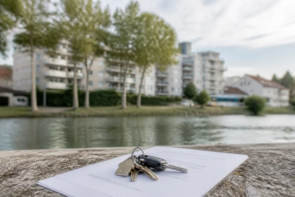 Trousseau de clés posé sur un contrat de location