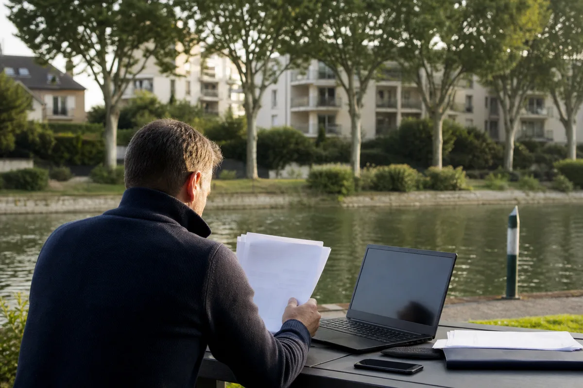 Propriétaire consultant des documents comptables devant un ordinateur